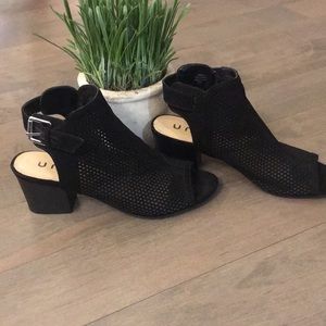 Open toe black booties